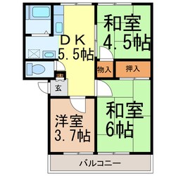 宇都宮駅 車移動13分  3.9km 2階の物件間取画像